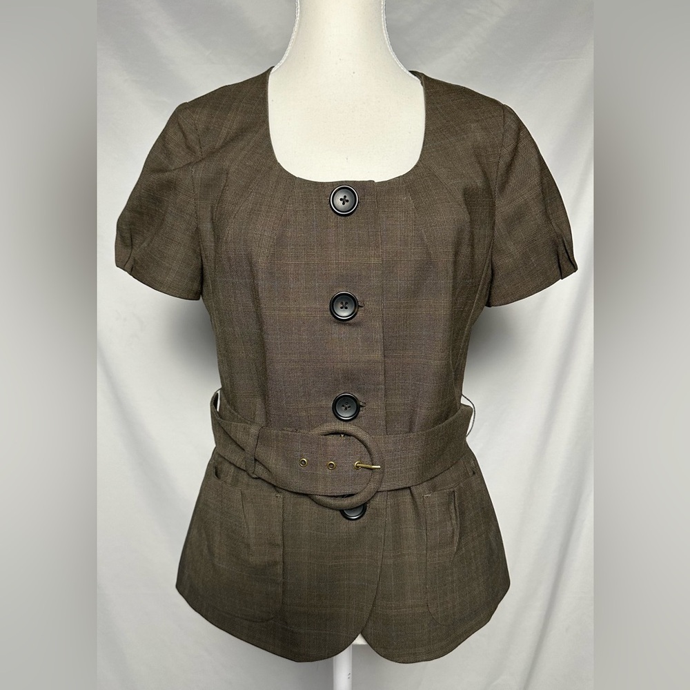 Banana Republic Brown Short-Sleeve Belted Blazer